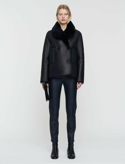 JOSEPH Fashion Women Shearling Calla Coat Navy