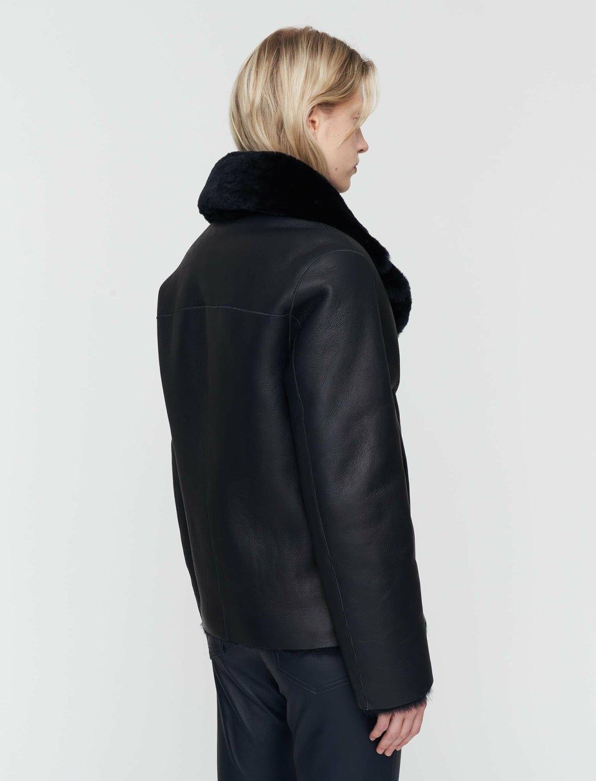 JOSEPH Fashion Women Shearling Calla Coat Navy