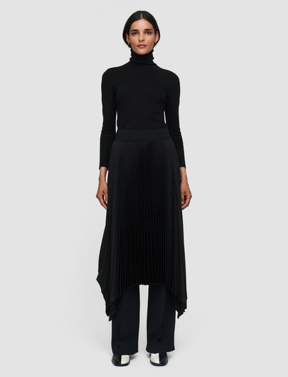 JOSEPH Fashion Women Ade Knit Weave Plissé Skirt Black