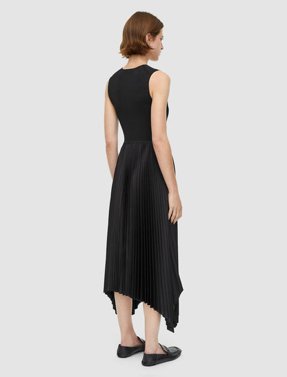 JOSEPH Fashion Women Knit Weave Plissé Dera Dress Black