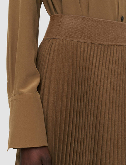 JOSEPH Fashion Women Pleated Flannel Ade Skirt Khaki