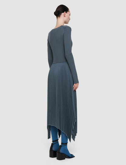 JOSEPH Fashion Women Pleated Flannel Deron Dress Cloudy Blue