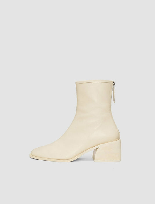 JOSEPH Fashion Women Leather Ankle Boots Oyster White