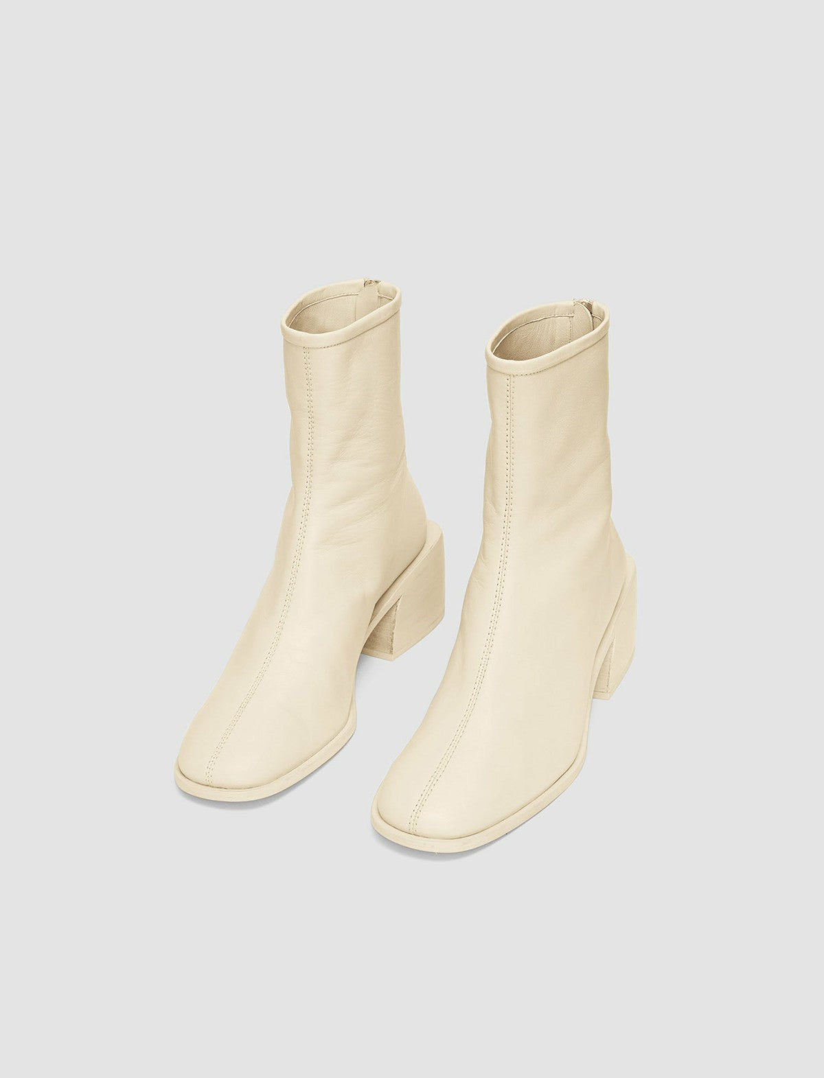 JOSEPH Fashion Women Leather Ankle Boots Oyster White
