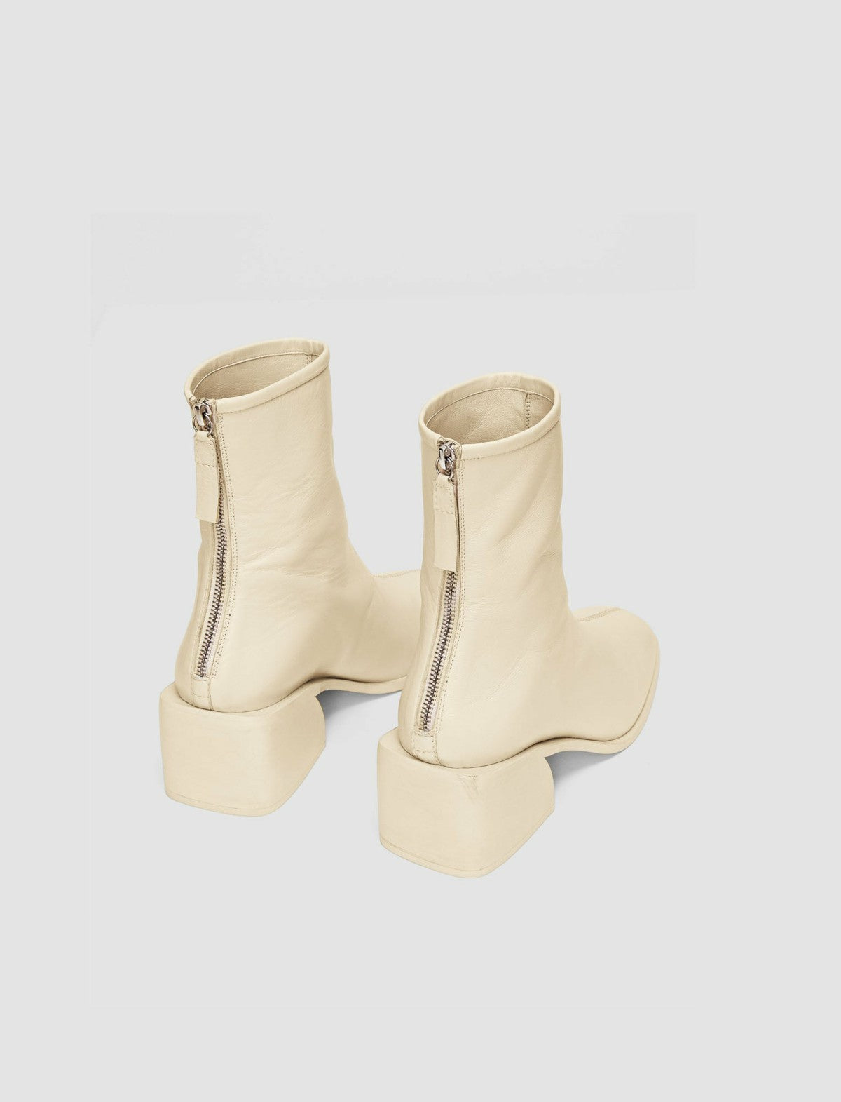 JOSEPH Fashion Women Leather Ankle Boots Oyster White