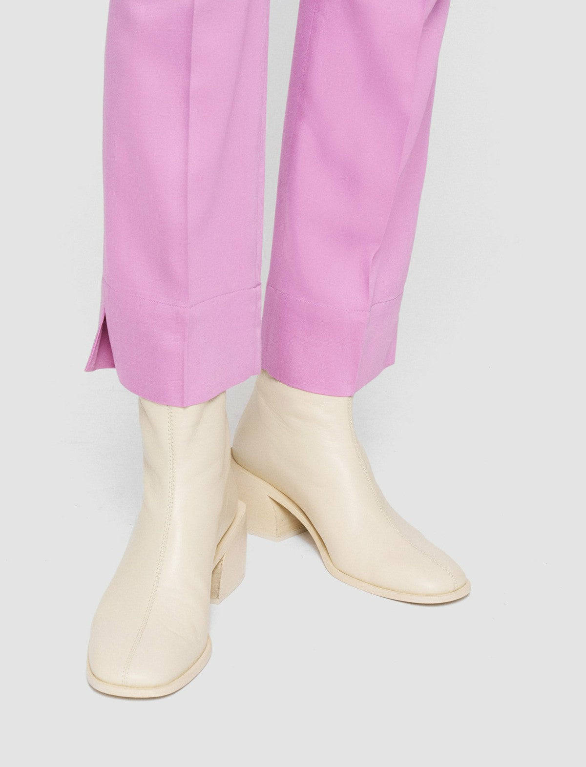 JOSEPH Fashion Women Leather Ankle Boots Oyster White