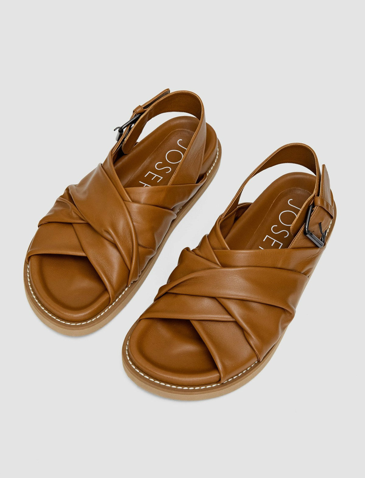 JOSEPH Fashion Women Leather Jazzy Strap Sandals Clay