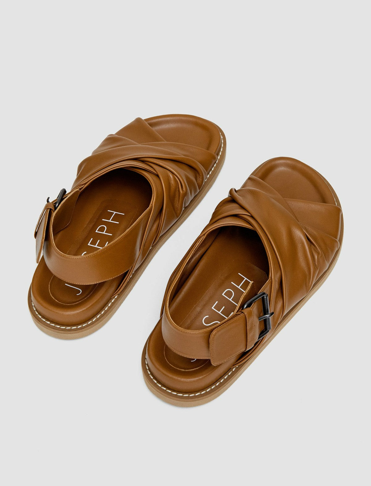JOSEPH Fashion Women Leather Jazzy Strap Sandals Clay