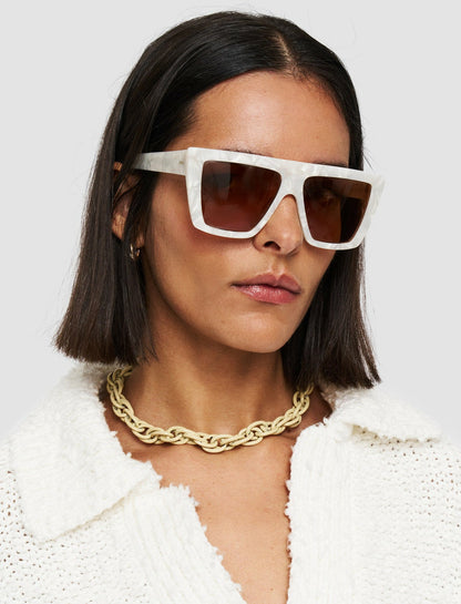 JOSEPH Fashion Women Square Sunglasses Oyster White