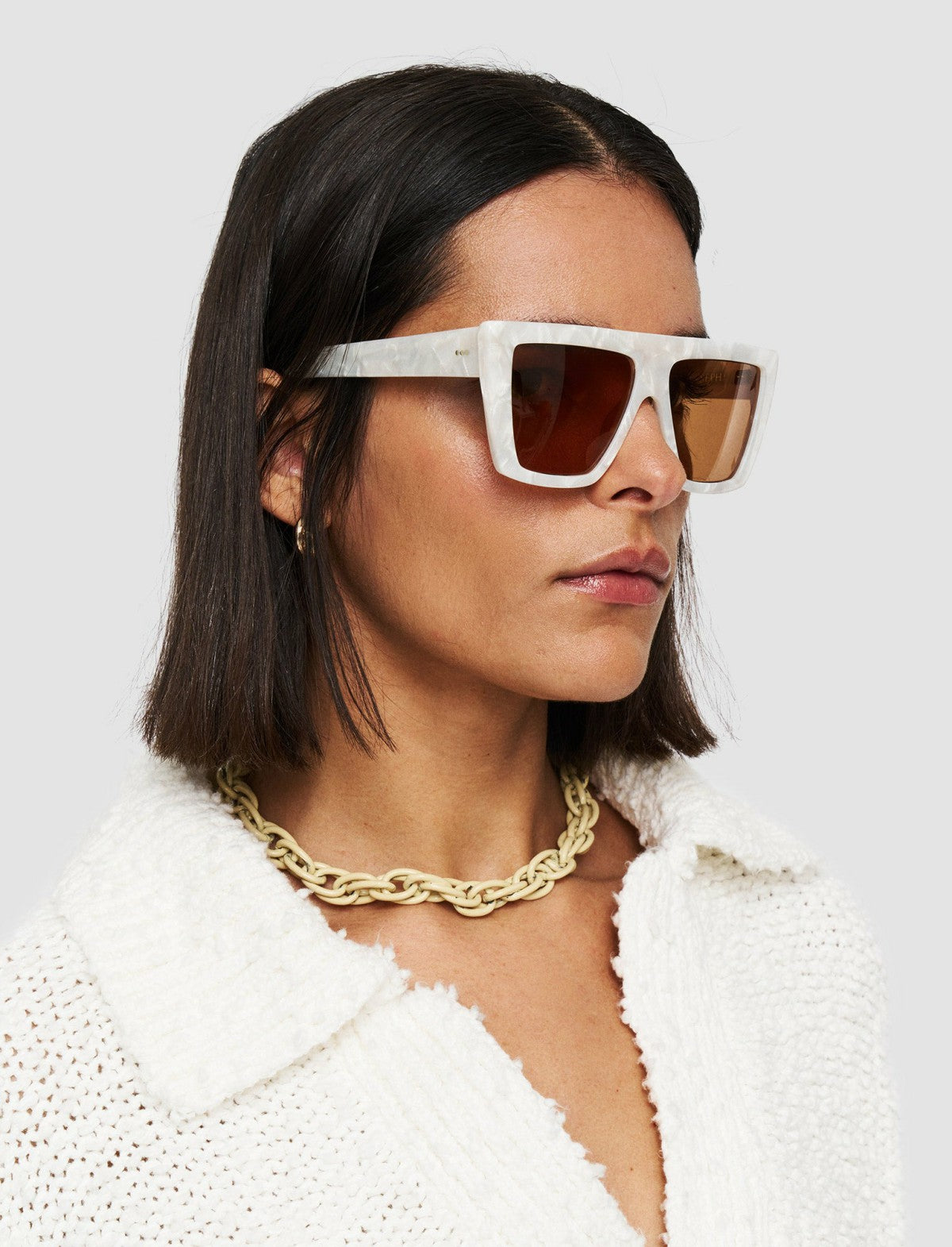 JOSEPH Fashion Women Square Sunglasses Oyster White