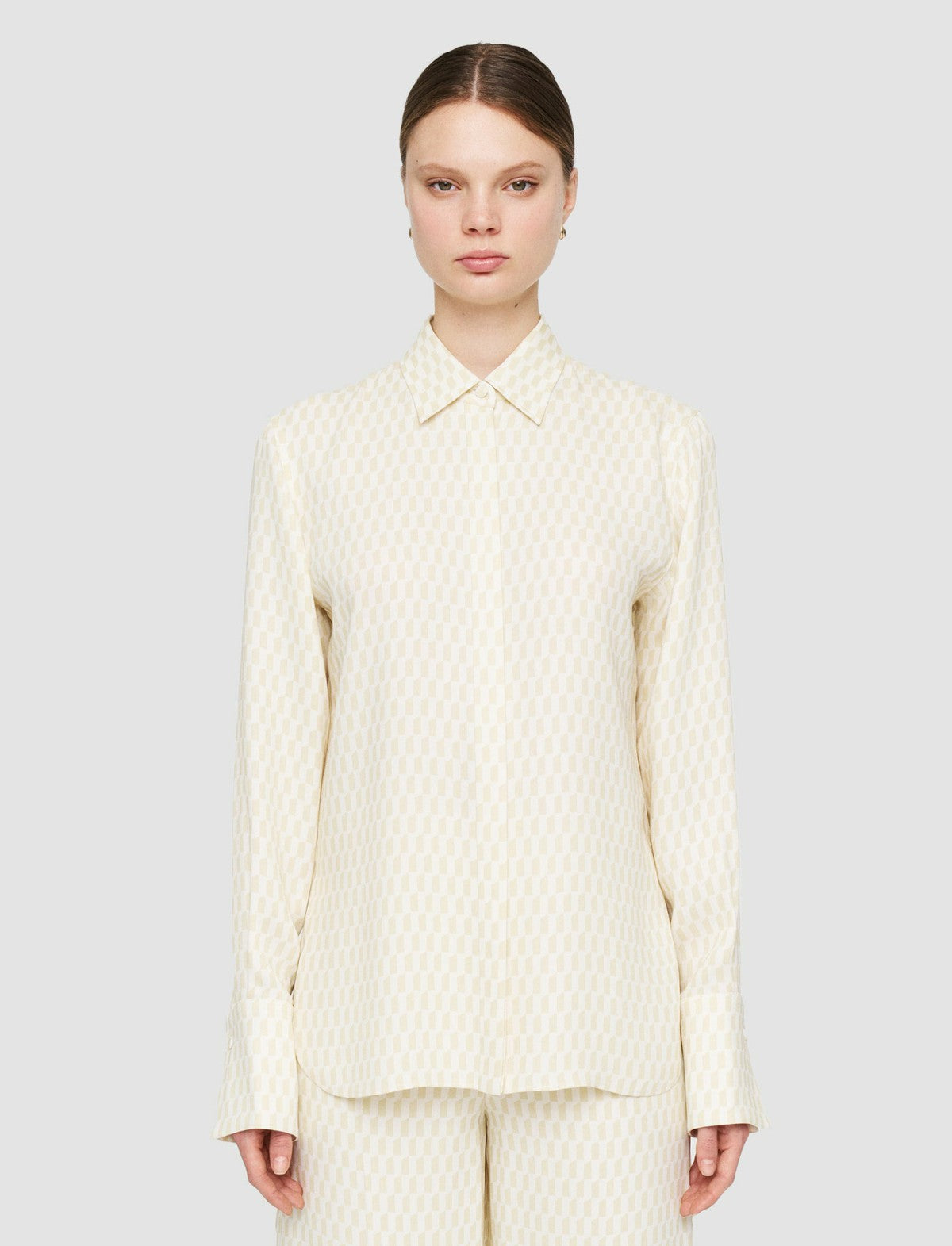 JOSEPH Fashion Women Alcove Print Bold Blouse Pale Olive/Ivory