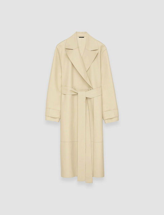 JOSEPH Fashion Women Bonded Leather Courty Coat Pale Olive