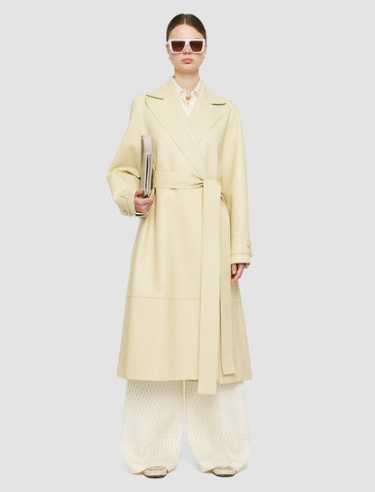 JOSEPH Fashion Women Bonded Leather Courty Coat Pale Olive