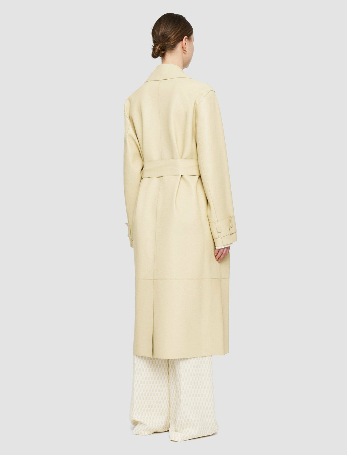 JOSEPH Fashion Women Bonded Leather Courty Coat Pale Olive