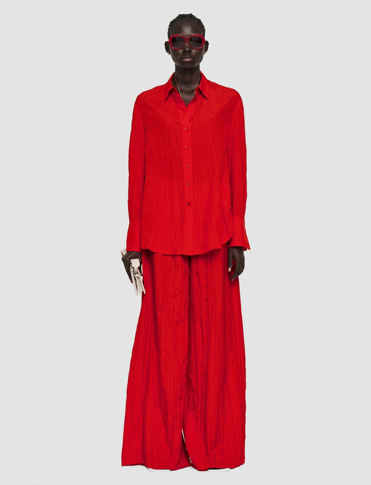 JOSEPH Fashion Women Habotai Silk Bercy Blouse Crimson