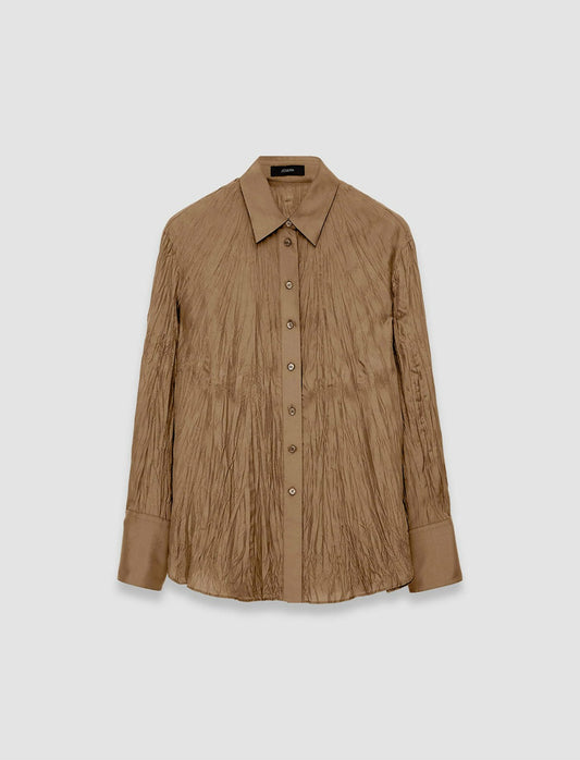 JOSEPH Fashion Women Habotai Silk Bercy Blouse Frozen Mocha