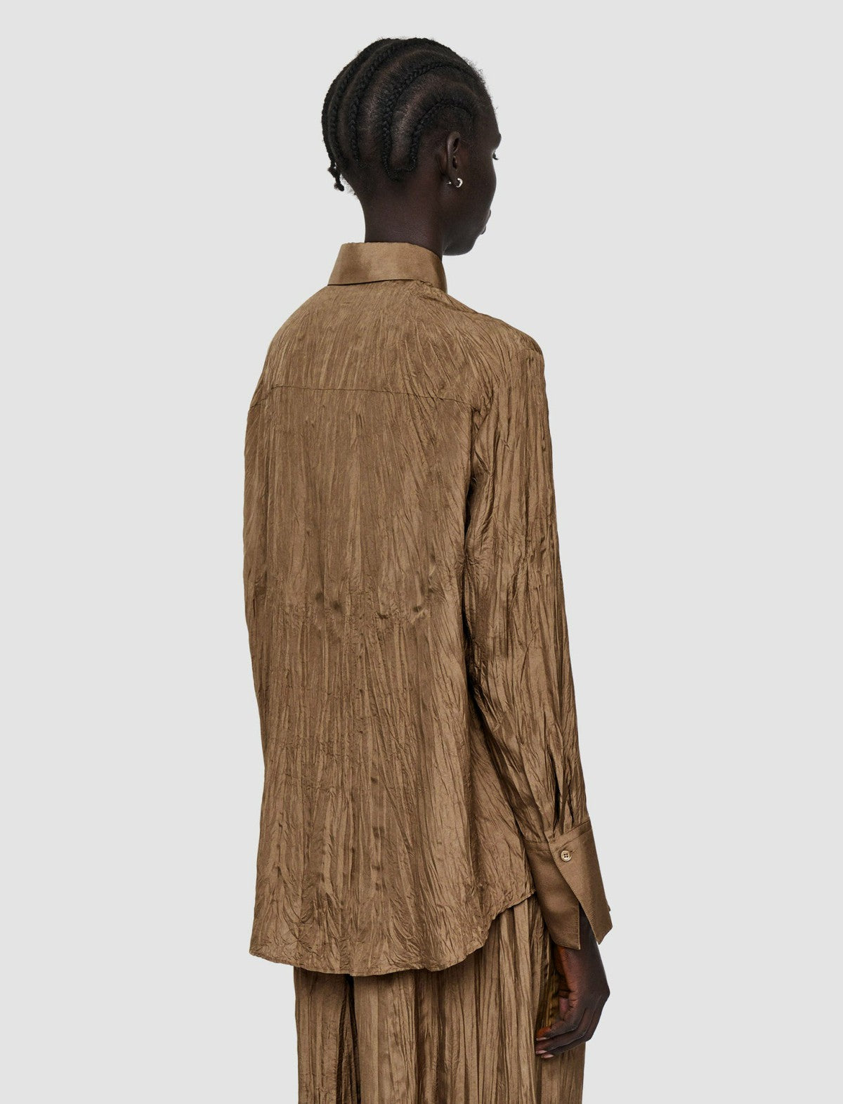 JOSEPH Fashion Women Habotai Silk Bercy Blouse Frozen Mocha