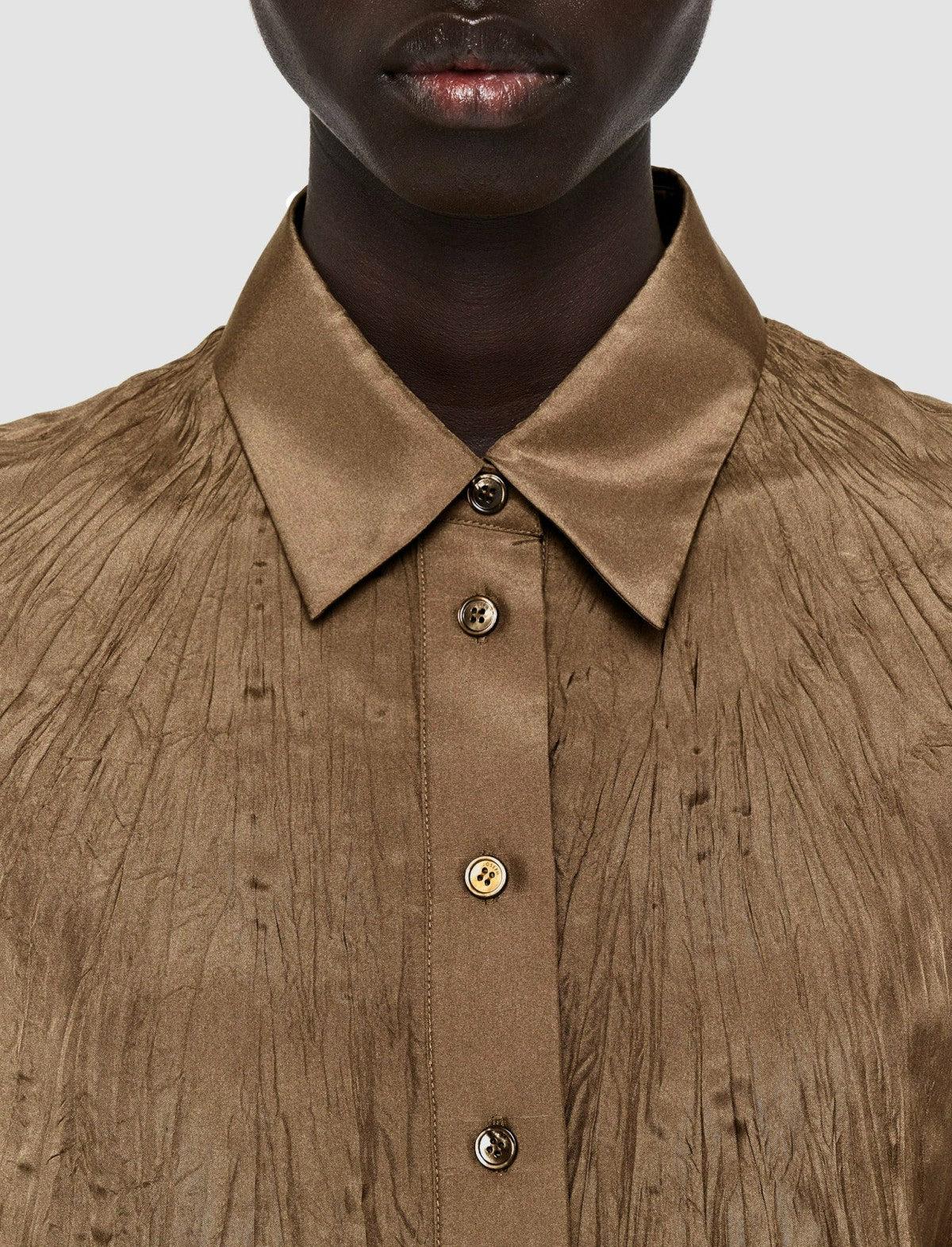JOSEPH Fashion Women Habotai Silk Bercy Blouse Frozen Mocha