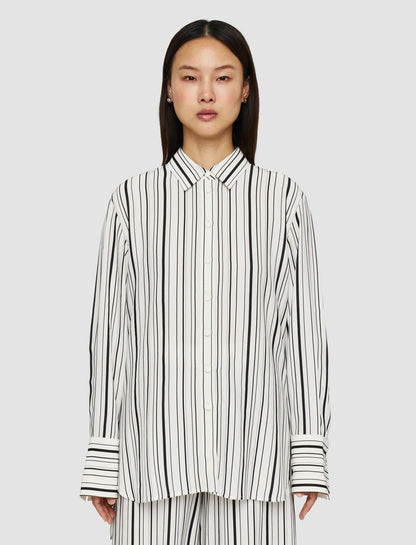 JOSEPH Fashion Women Silk Animation Bold Blouse Oyster White/ Black