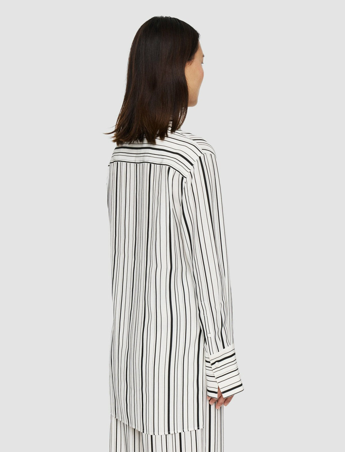 JOSEPH Fashion Women Silk Animation Bold Blouse Oyster White/ Black
