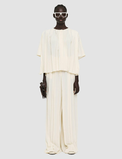 JOSEPH Fashion Women Airy Plissé Bouloi Blouse Papyrus
