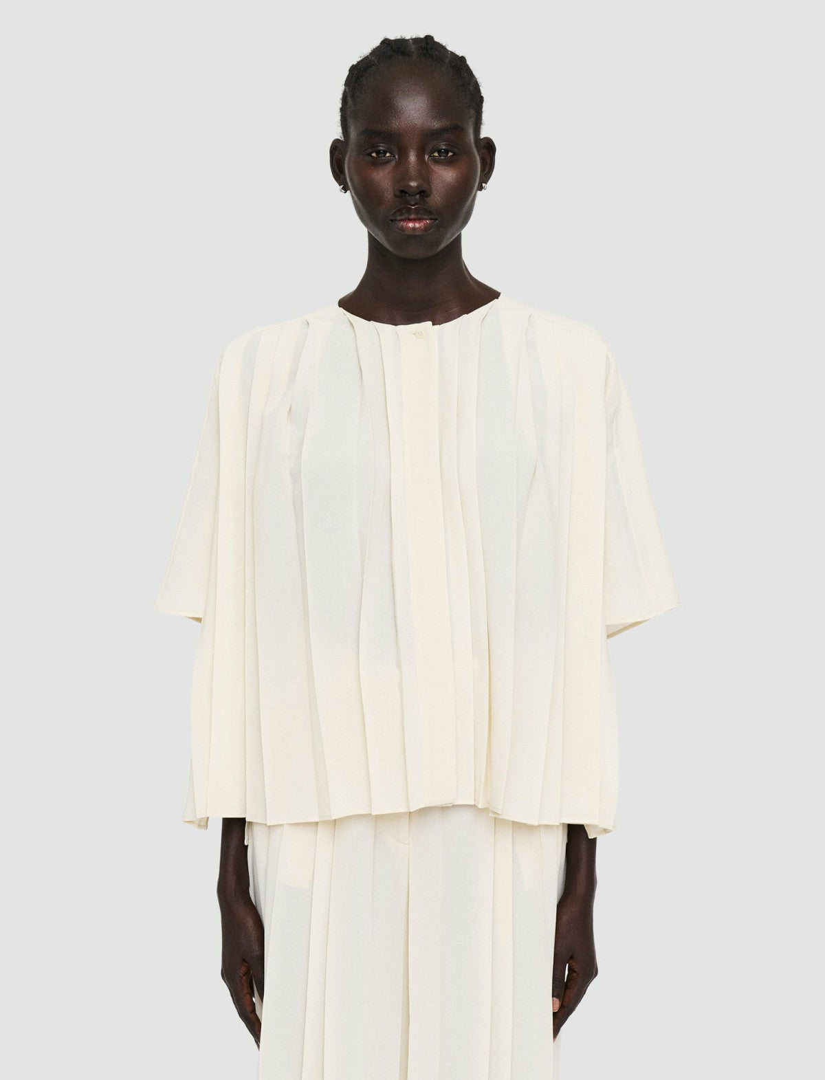 JOSEPH Fashion Women Airy Plissé Bouloi Blouse Papyrus