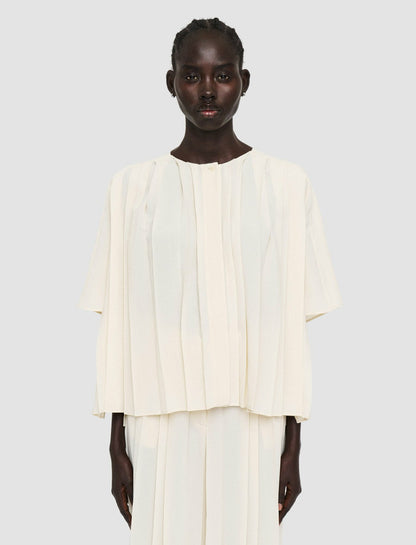 JOSEPH Fashion Women Airy Plissé Bouloi Blouse Papyrus