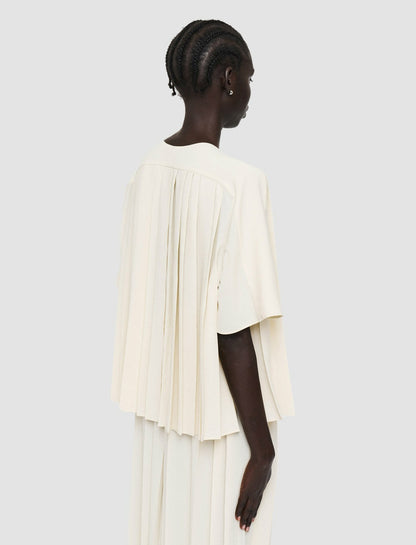 JOSEPH Fashion Women Airy Plissé Bouloi Blouse Papyrus