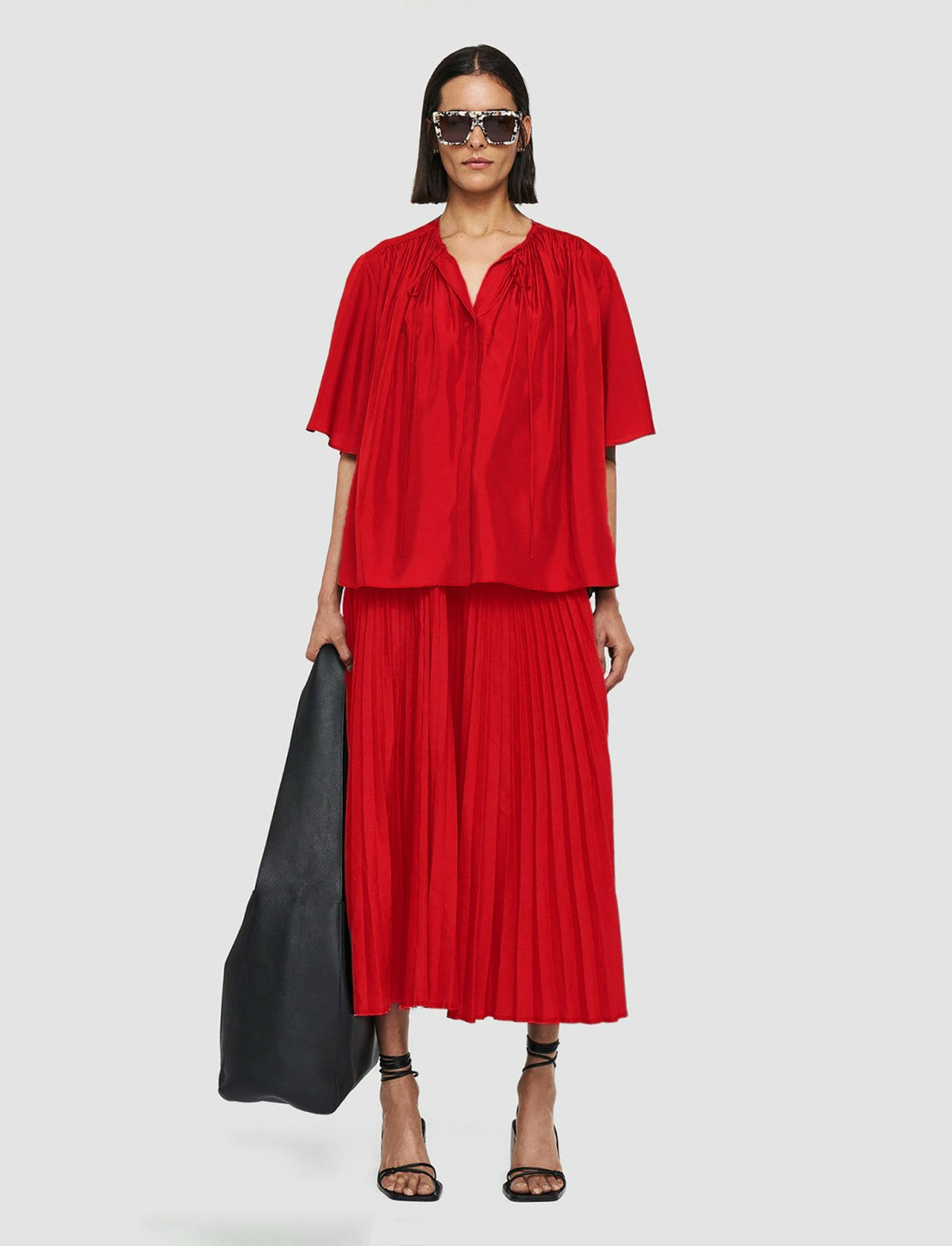 JOSEPH Fashion Women Silk Habotai Bristow Blouse Crimson