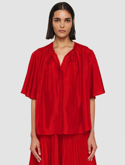 JOSEPH Fashion Women Silk Habotai Bristow Blouse Crimson