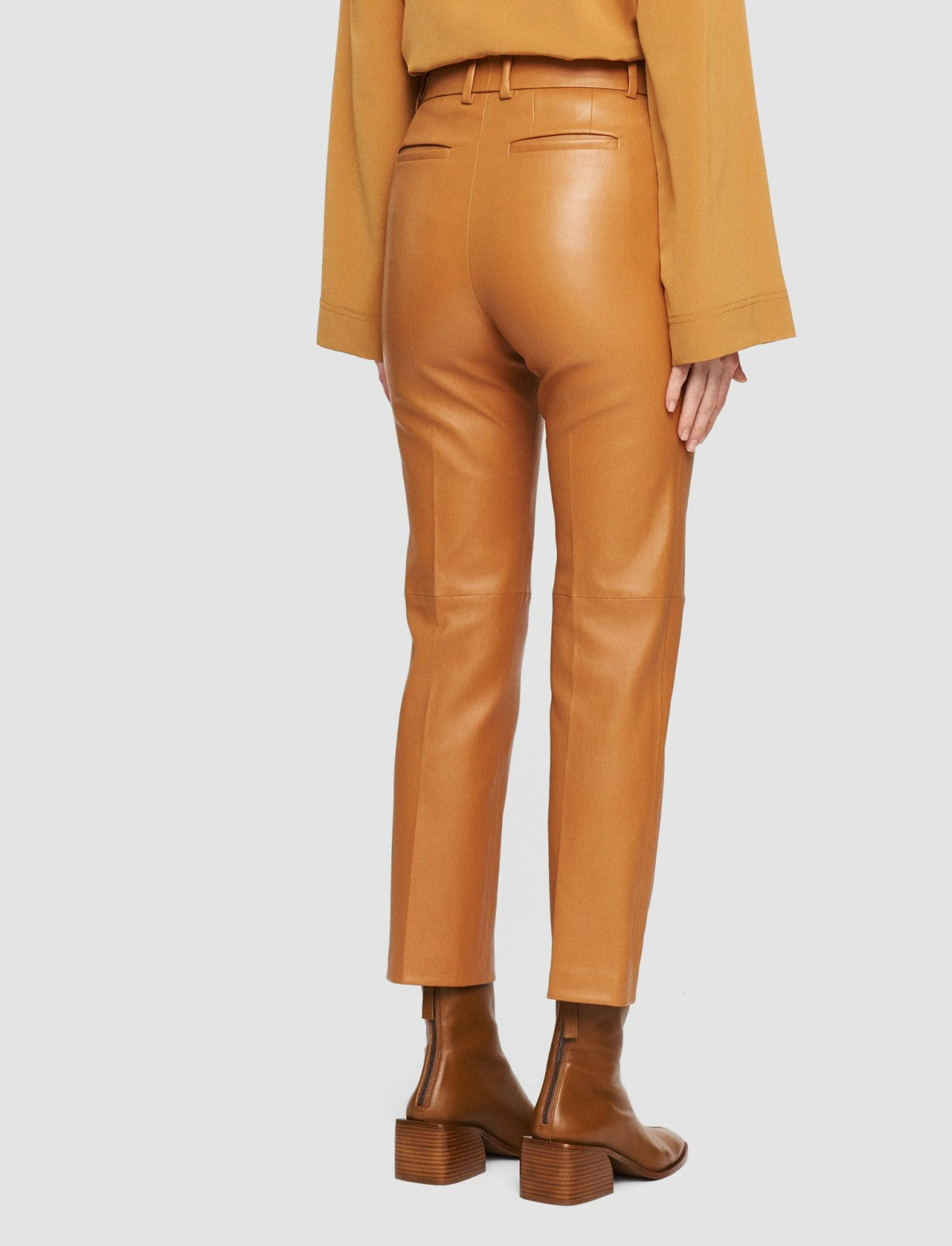 JOSEPH Fashion Women Coleman Leather Stretch Trousers Clay
