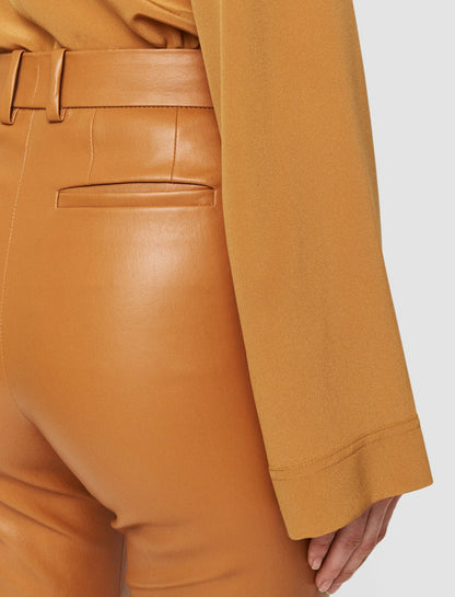 JOSEPH Fashion Women Coleman Leather Stretch Trousers Clay