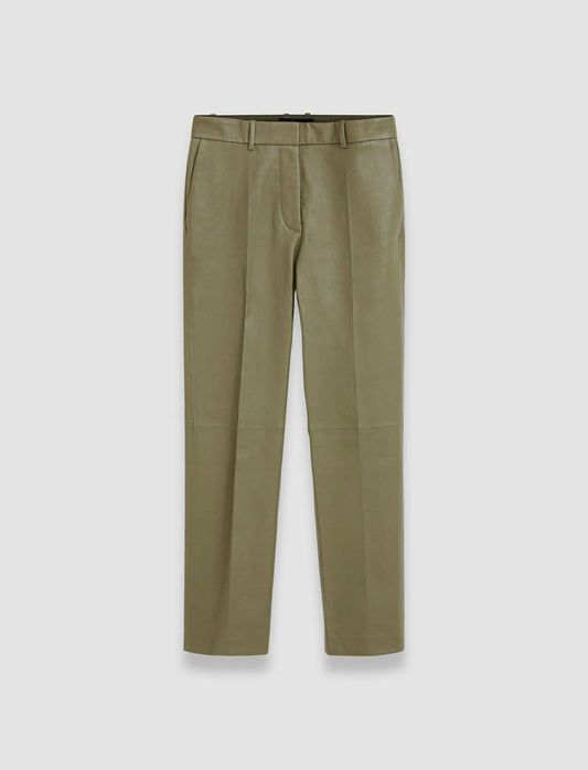 JOSEPH Fashion Women Coleman Leather Stretch Trousers Dark Olive