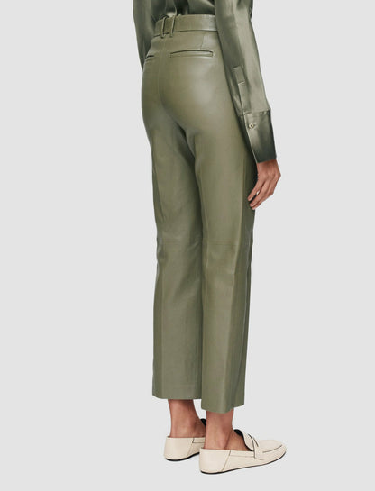 JOSEPH Fashion Women Coleman Leather Stretch Trousers Dark Olive