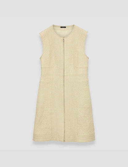 JOSEPH Fashion Women Embellished Leather Davy Dress Pale Olive