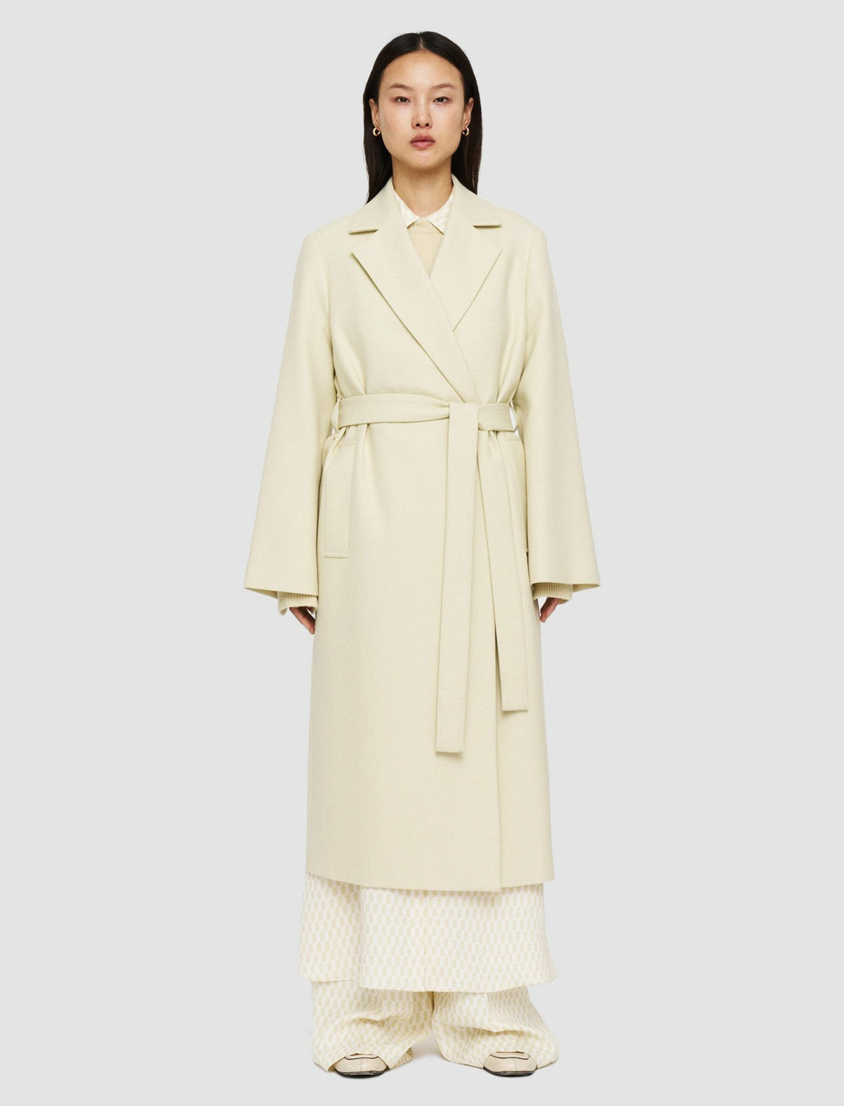 JOSEPH Fashion Women Fluid Wool Colbert Coat Pale Olive