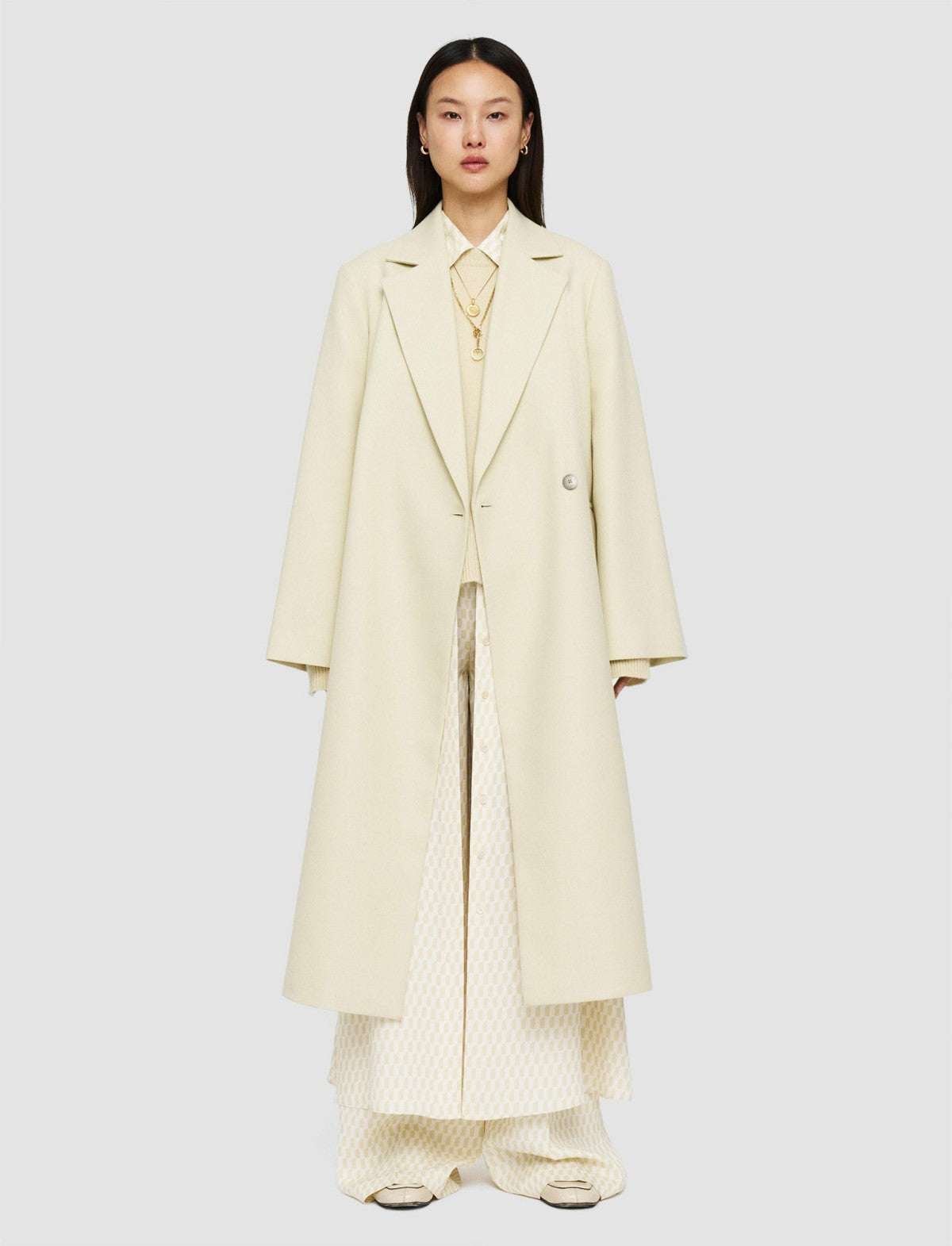 JOSEPH Fashion Women Fluid Wool Colbert Coat Pale Olive
