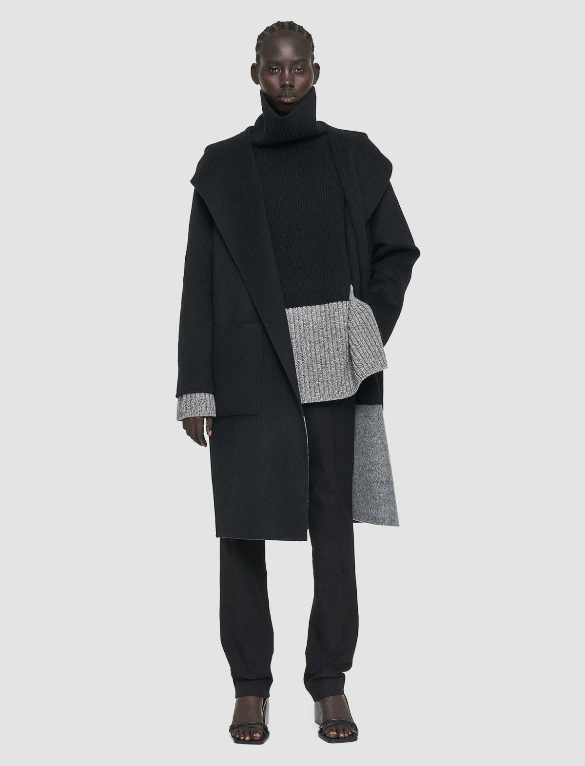 JOSEPH Fashion Women Aga Reversible Double Face Colourblock Coat Black/Grey