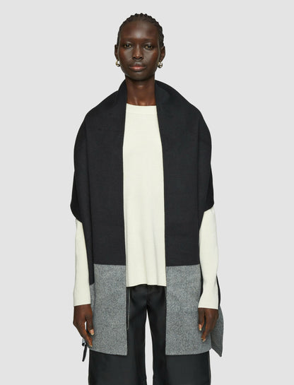 JOSEPH Fashion Women Double Face Wool Colourblock Scarf Black/Grey