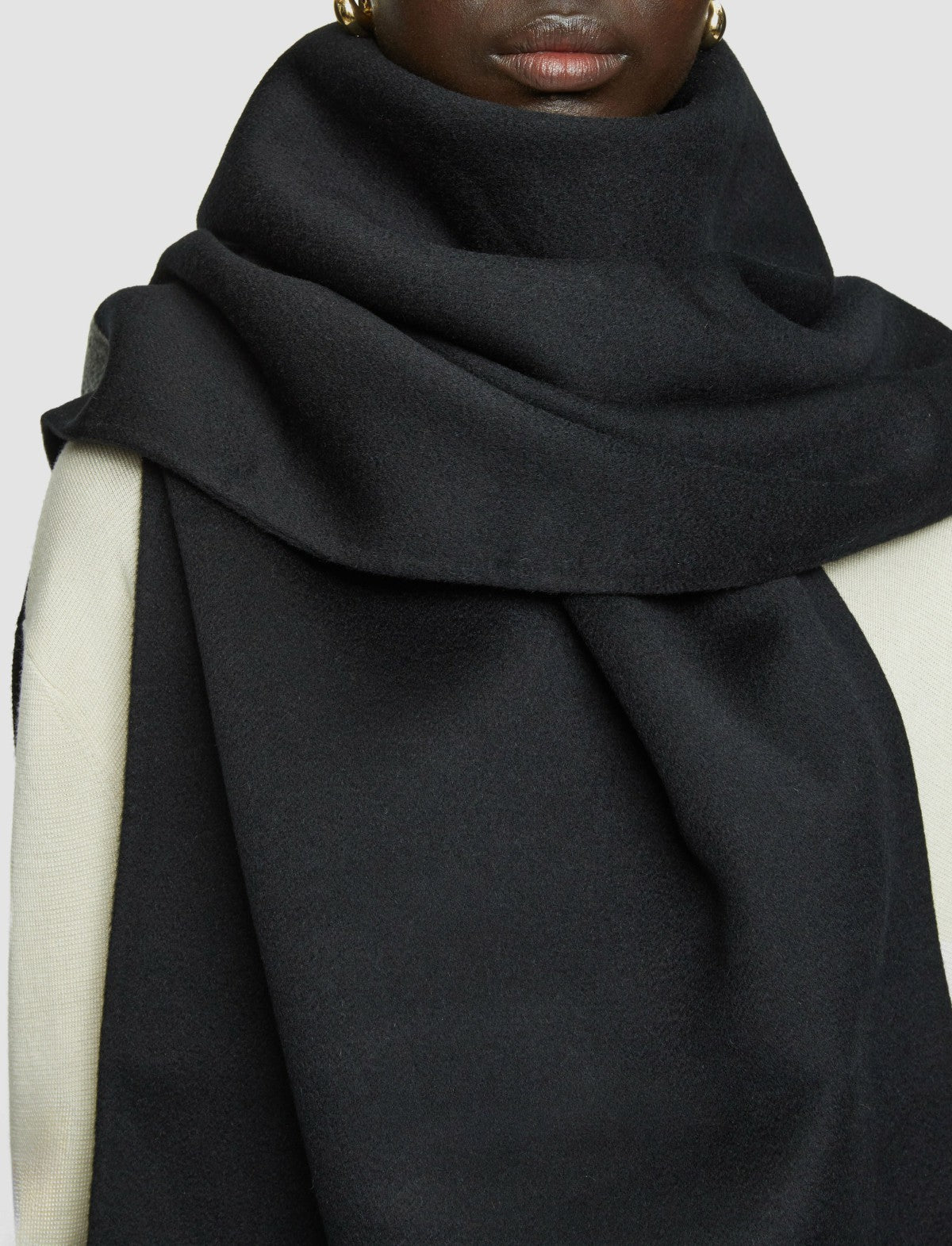 JOSEPH Fashion Women Double Face Wool Colourblock Scarf Black/Grey