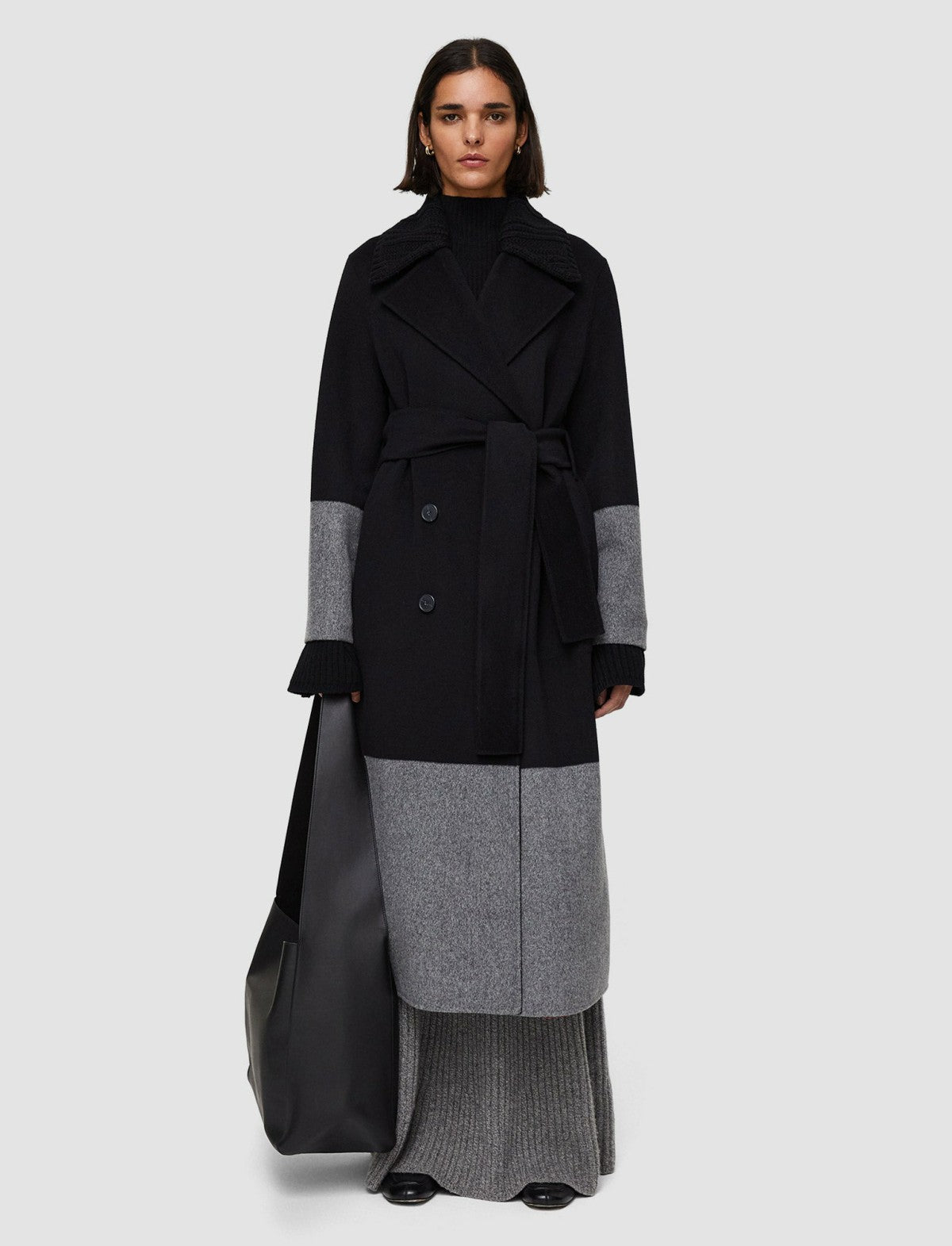 JOSEPH Fashion Women Merton Reversible Double Face Colourblock Coat Black/Grey