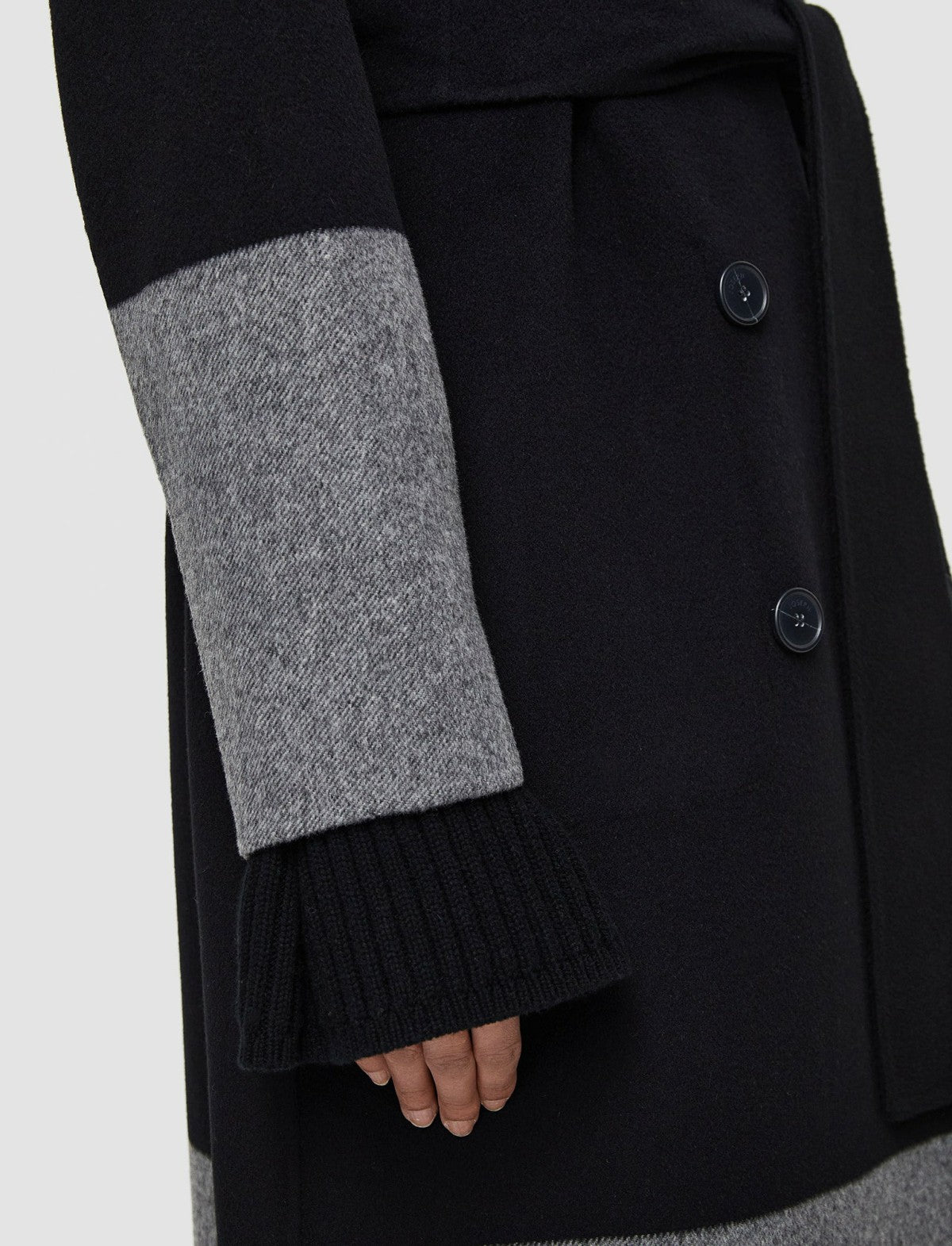 JOSEPH Fashion Women Merton Reversible Double Face Colourblock Coat Black/Grey
