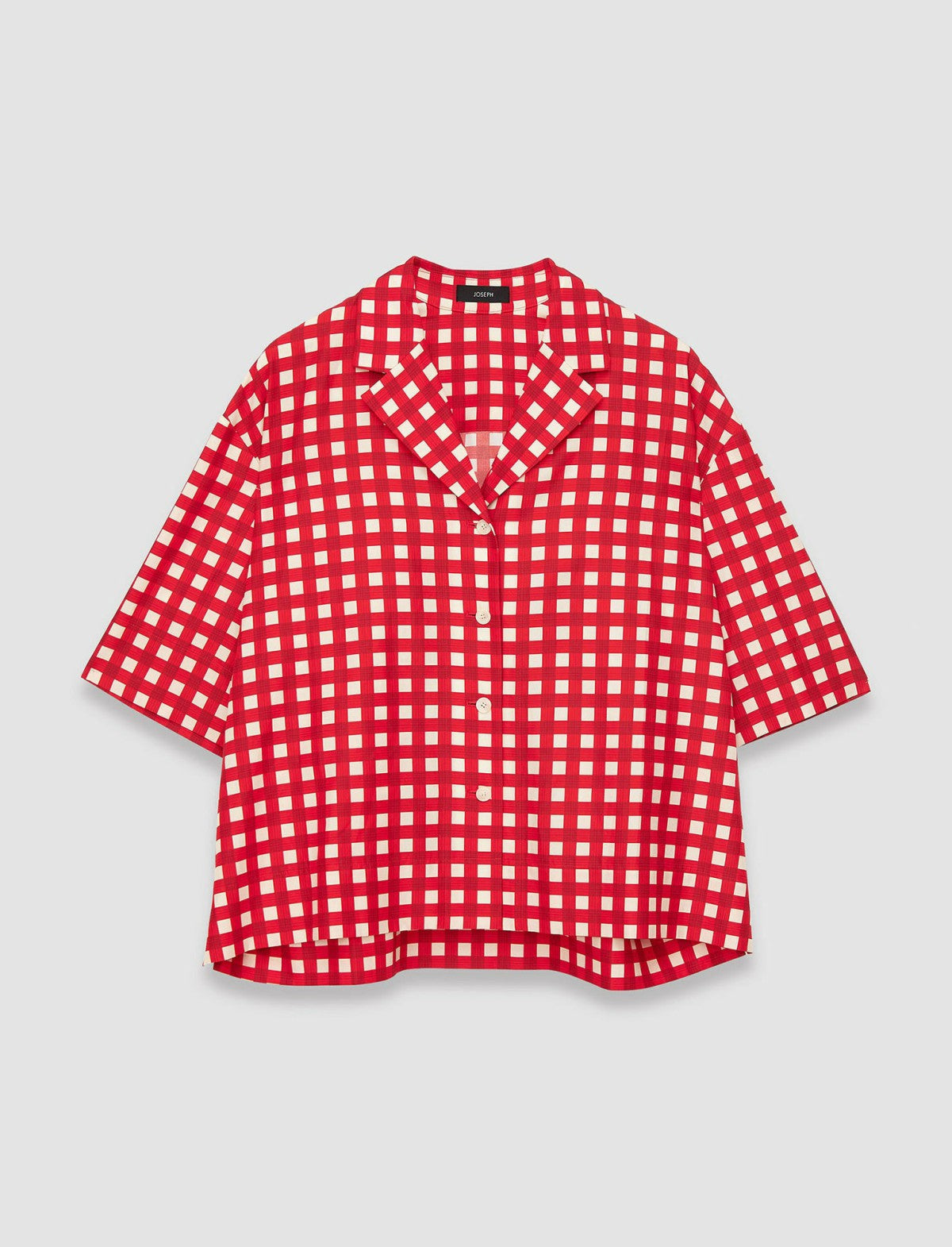 JOSEPH Fashion Women Vichy Cotton Silk Leopold Shirt Crimson Combo