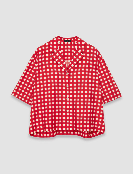 JOSEPH Fashion Women Vichy Cotton Silk Leopold Shirt Crimson Combo