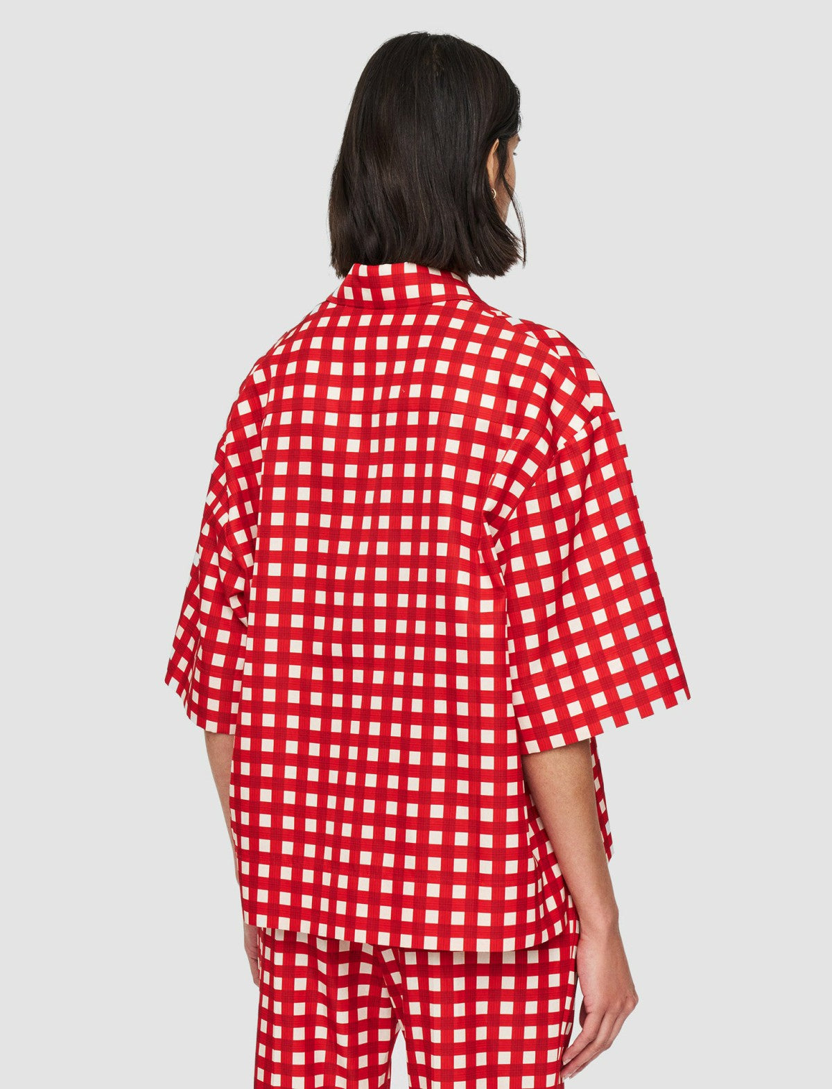 JOSEPH Fashion Women Vichy Cotton Silk Leopold Shirt Crimson Combo