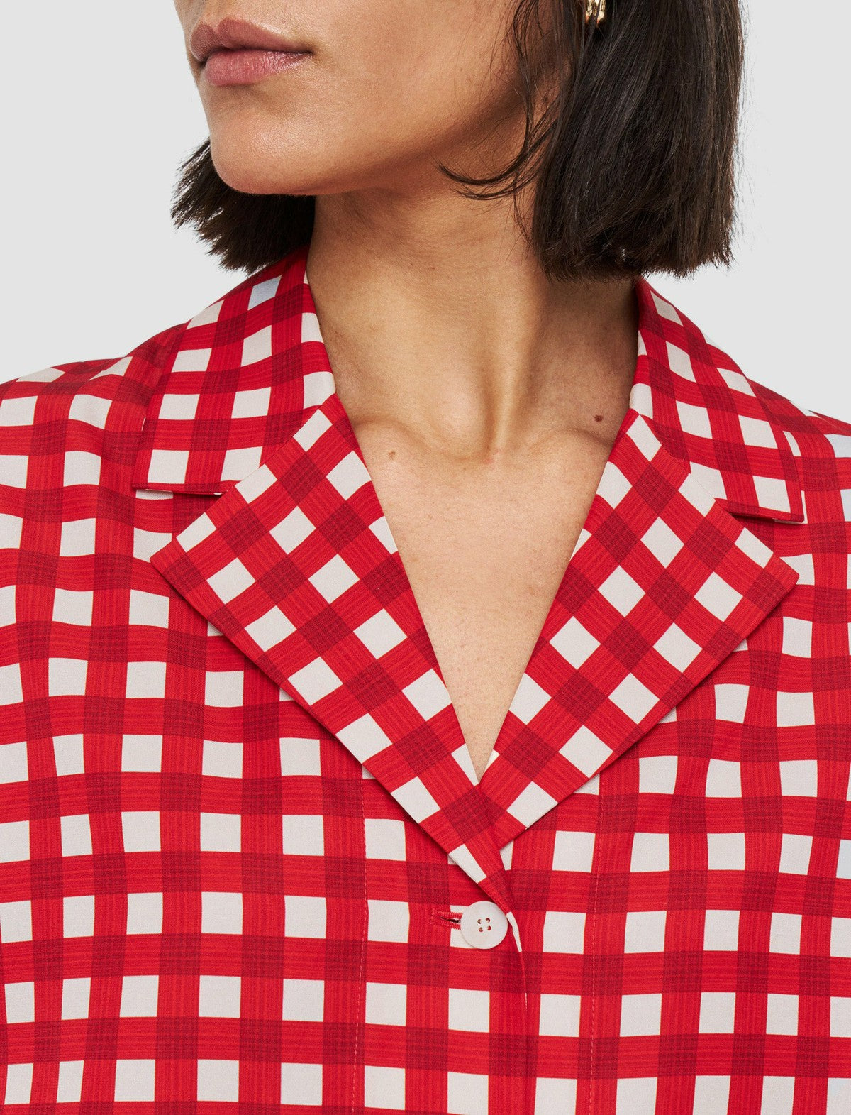 JOSEPH Fashion Women Vichy Cotton Silk Leopold Shirt Crimson Combo