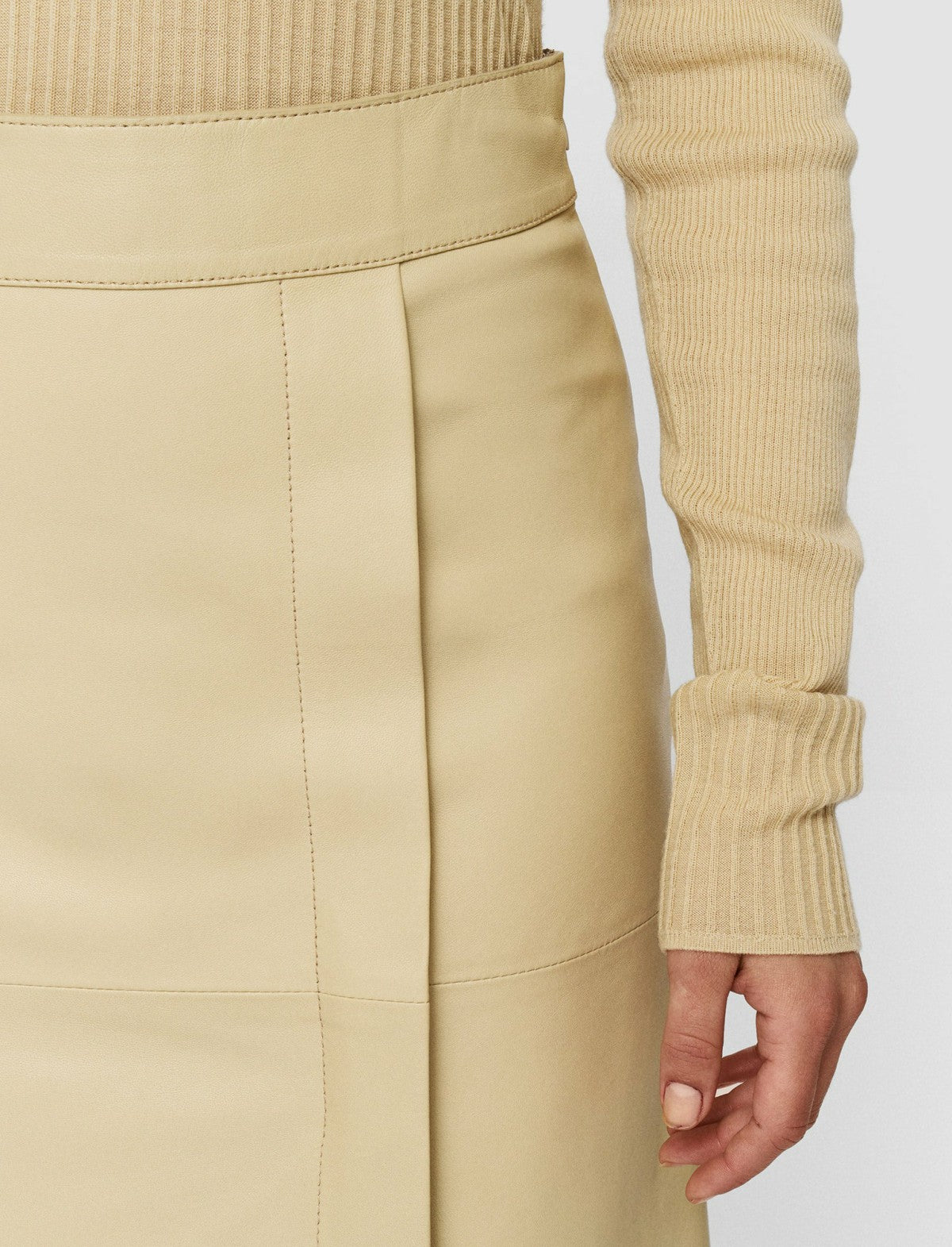 JOSEPH Fashion Women Nappa Leather Sèvres Skirt Safari