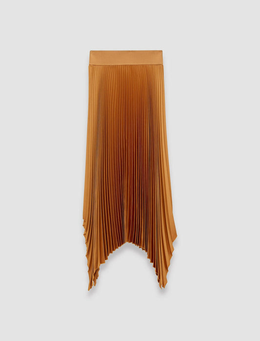 JOSEPH Fashion Women Ade Knit Weave Plissé Skirt Clay