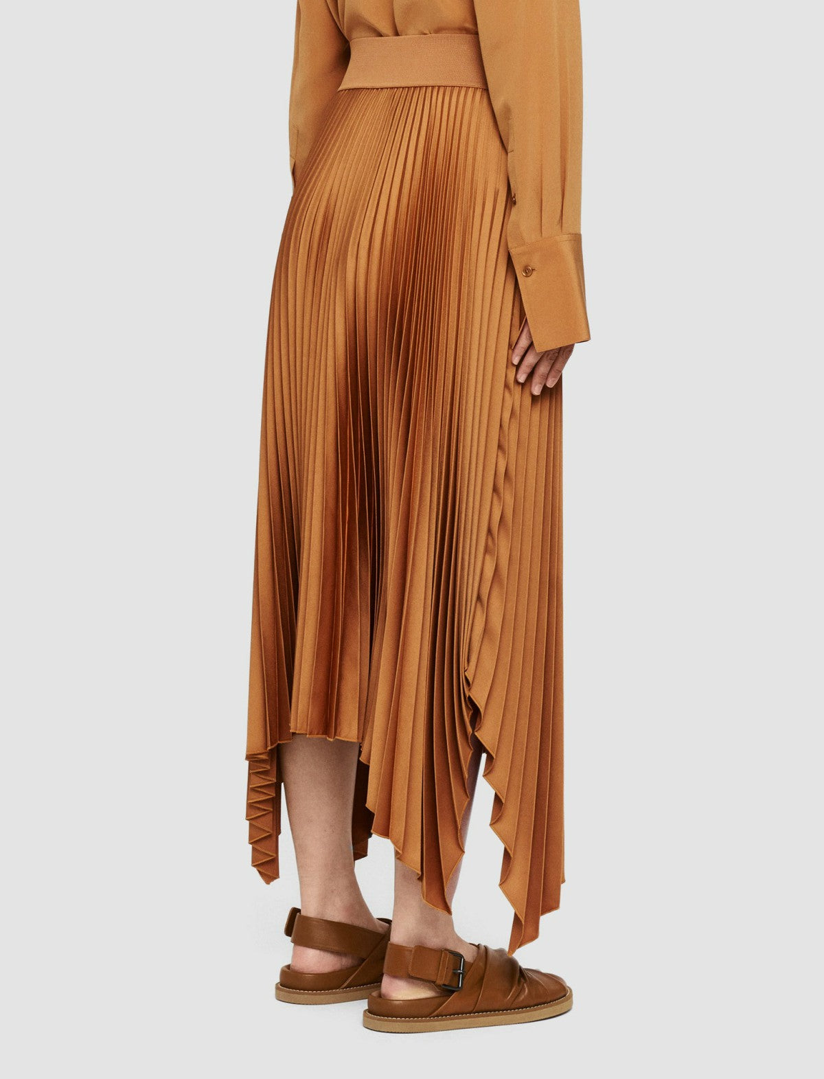 JOSEPH Fashion Women Ade Knit Weave Plissé Skirt Clay