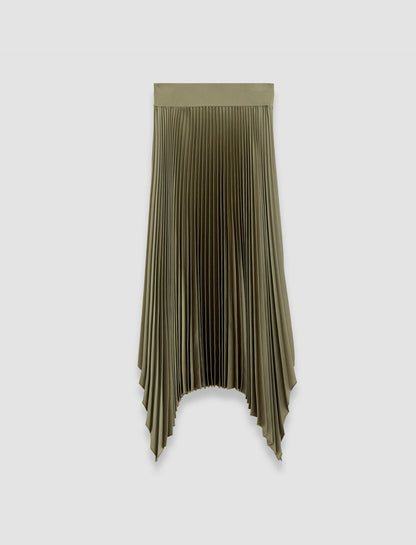 JOSEPH Fashion Women Ade Knit Weave Plissé Skirt Dark Olive